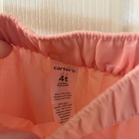 Carter's Pink Eyelet Embroidered Tulle Lace Skirt Scalloped Girls Size 4t NWT - Picture 6 of 9